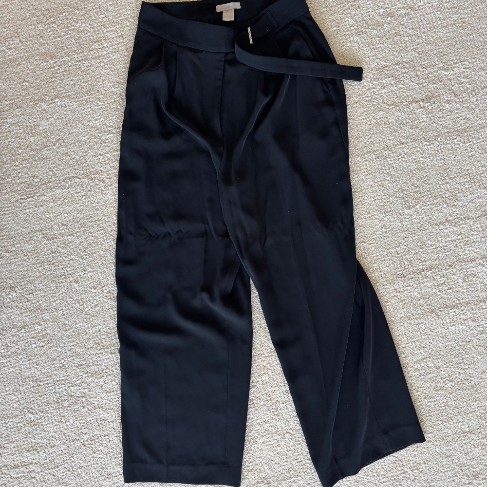 Black wide leg trouser pant